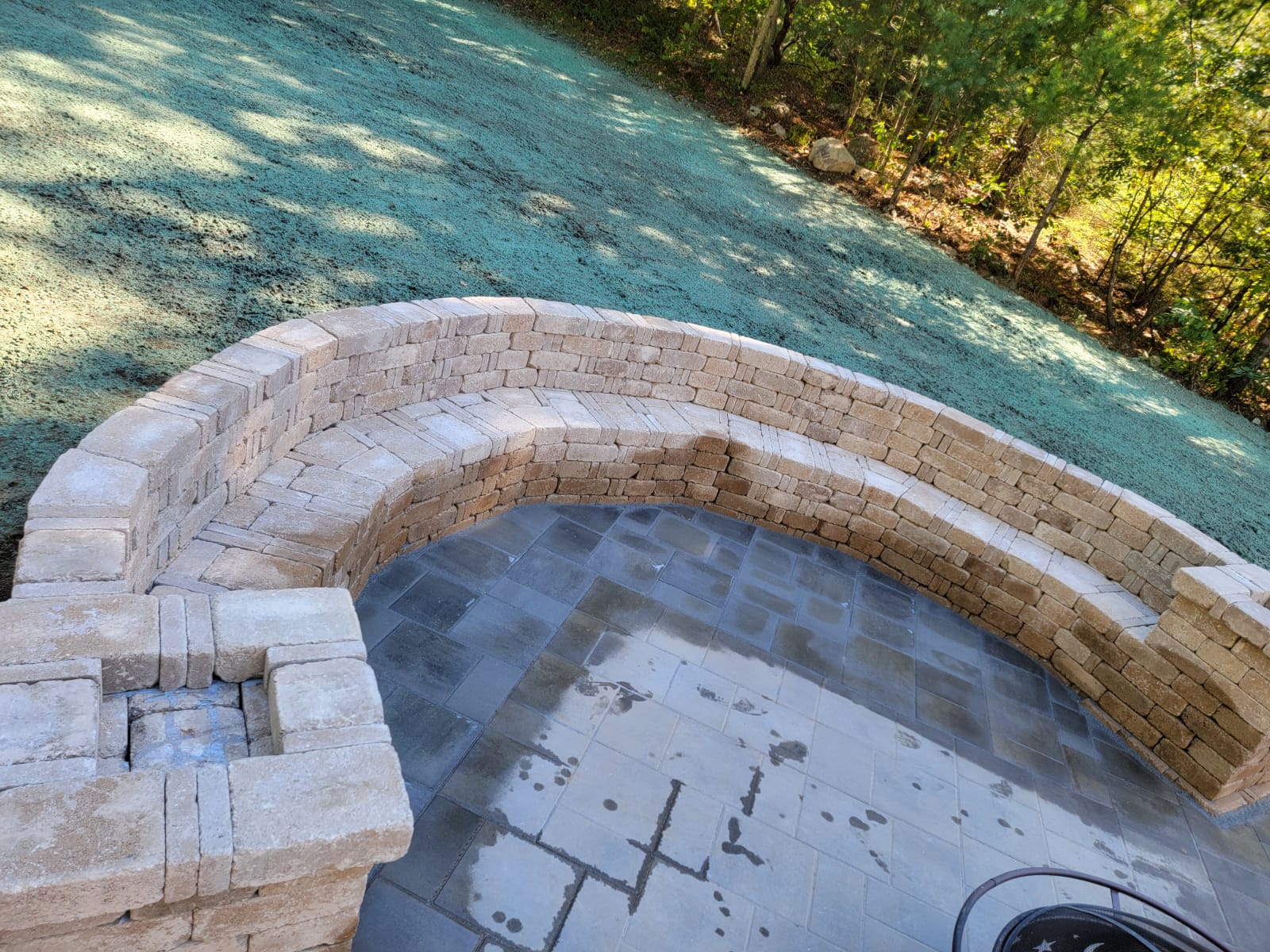 Custom stone fire pit in Sharon MA